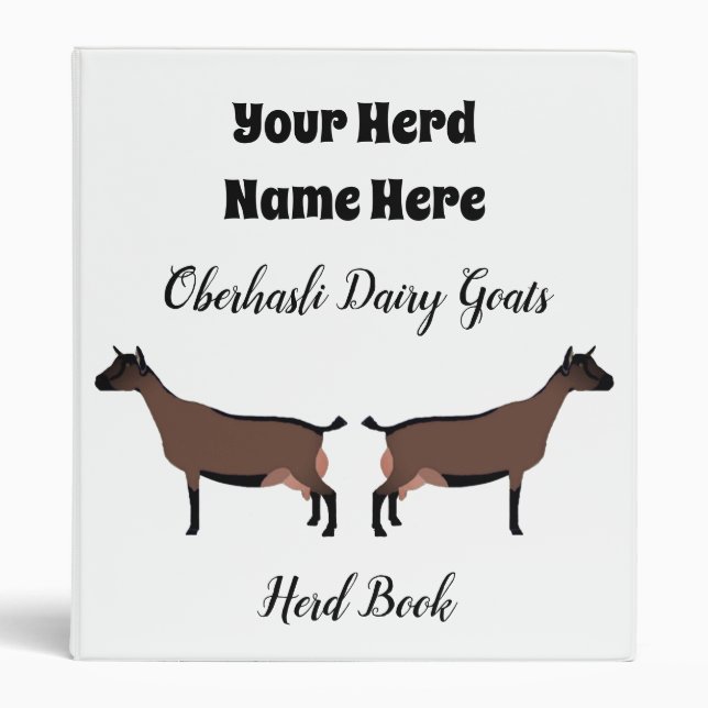 Oberhasli Dairy Goats Herd Book 3 Ring Binder (Front)