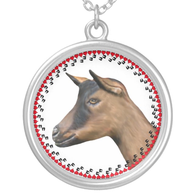 Oberhasli Goat  Hearts and Hooves Necklace (Front)