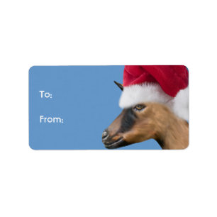 Oberhasli Goat Santa Goat Christmas Gift Tag