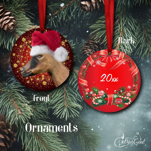 Oberhasli Goat Santa Hat Christmas Ornament