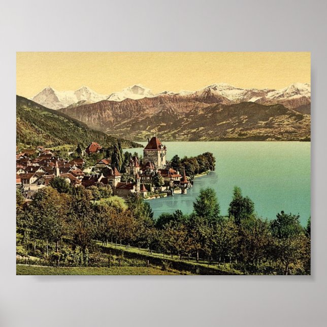 Oberhofen village, Bernese Oberland, Switzerland c Poster (Front)