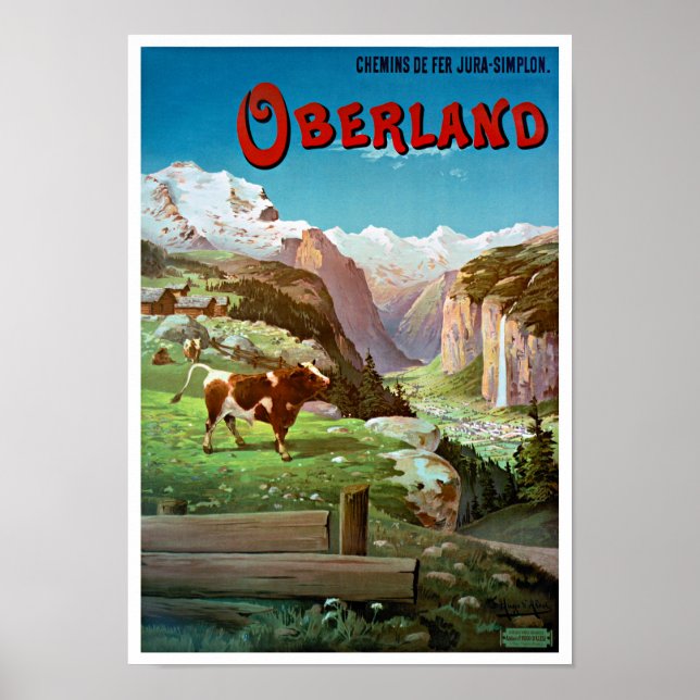 Oberland Switzerland Vintage Poster Restored (Front)