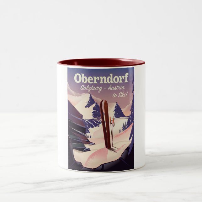 Oberndorf,Salzburg,Austria, ski poster Two-Tone Coffee Mug (Center)