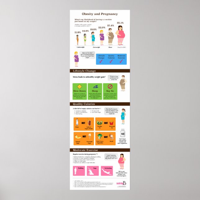 Obesity and Pregnancy 12" x 36" Infographic Poster (Front)