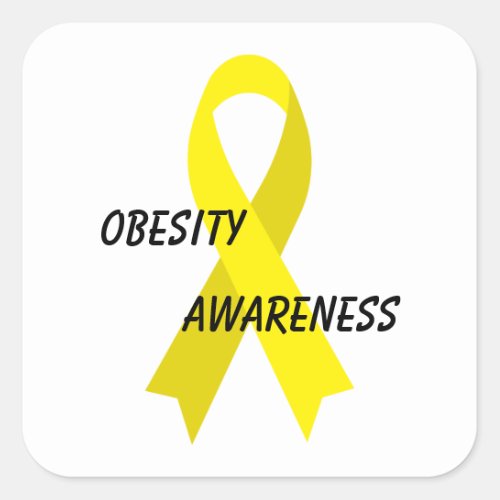 Obesity Yellow Awareness Ribbon by Janz Square Sticker