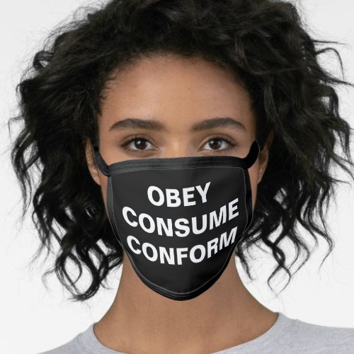 OBEY CONSUME CONFORM Black Poly Face Mask