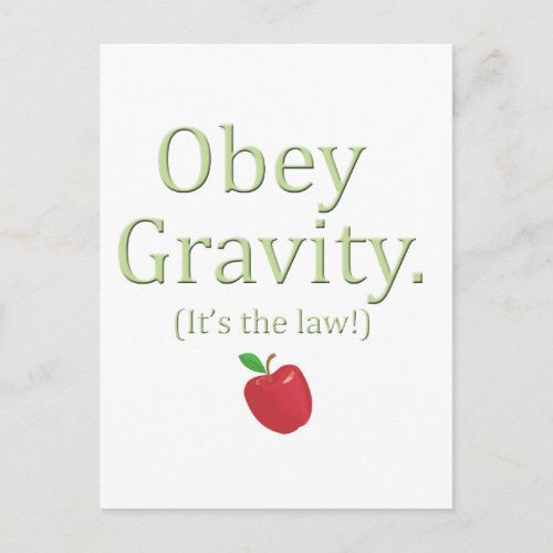 obey gravity_ its the law postcard