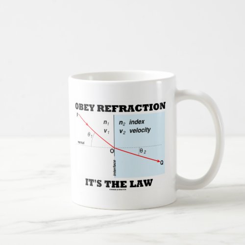 Obey Refraction Its The Law Optics Snells Law Coffee Mug