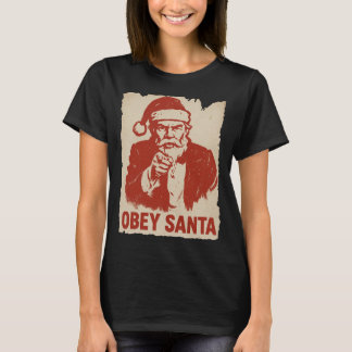 Obey Santa – Funny Retro Propaganda Christmas Tee