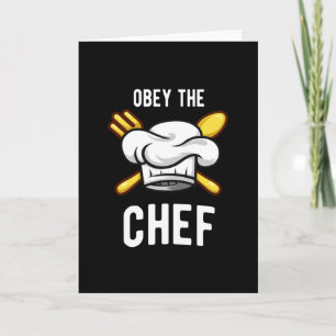 Obey The Chef Funny Cook Cooking Kitchen Card