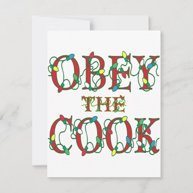 Obey the Cook Saying Holiday Lights Card (Front)