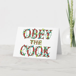 Obey the Cook Saying Holiday Lights Card