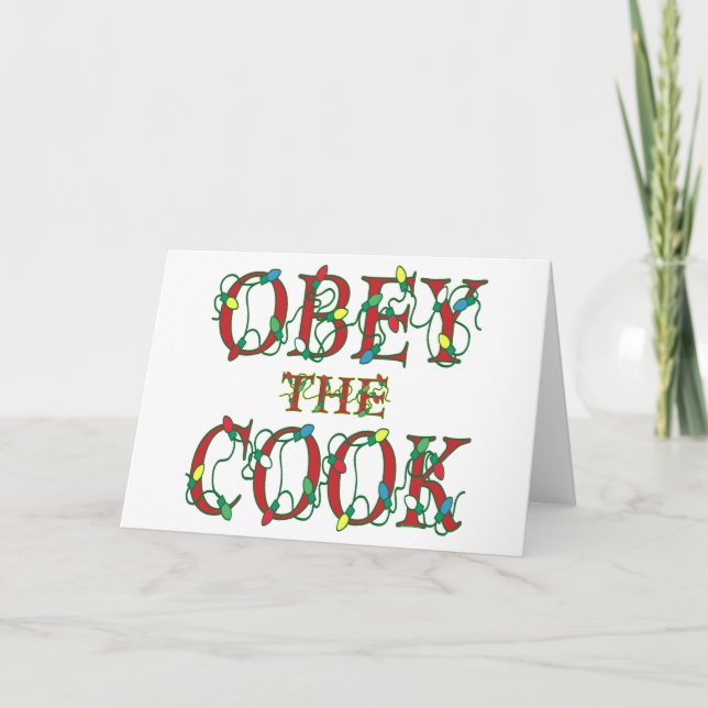 Obey the Cook Saying Holiday Lights Card (Front)