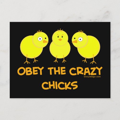 Obey The Crazy Chicks Postcard