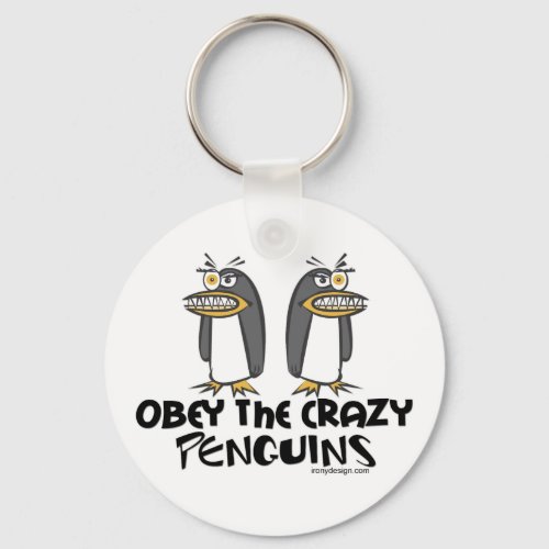 Obey The Crazy Penguins Cartoon Keychain