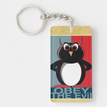 Obey The Evil Penguin Keychain by audrart at Zazzle