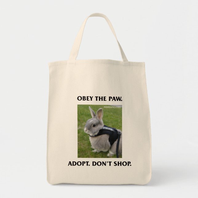 Obey the Paw Grocery Tote Bag (Front)