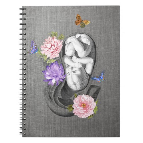 OBGYN Anatomy Floral Art Womb Baby Design 1 Notebook