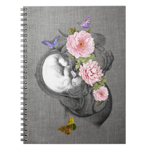 OBGYN Anatomy Floral Art Womb Baby Design 2 Notebook