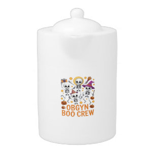 OBGYN Boo Crew Nurse Skeleton Dancing Halloween Sp Teapot