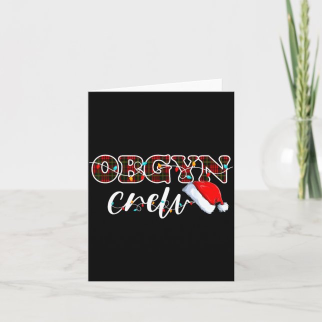 Obgyn Crew Christmas Lights Santa Hat  Card (Front)