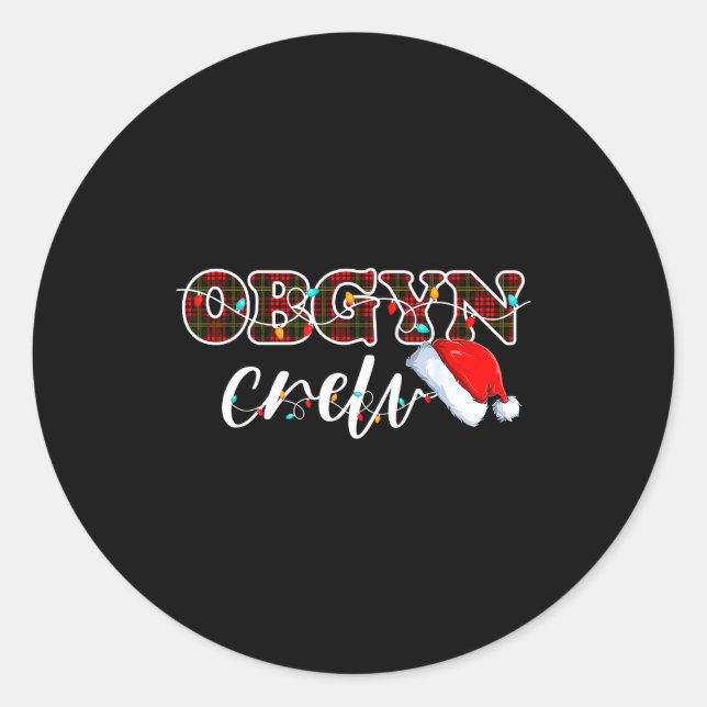 Obgyn Crew Christmas Lights Santa Hat  Classic Round Sticker (Front)