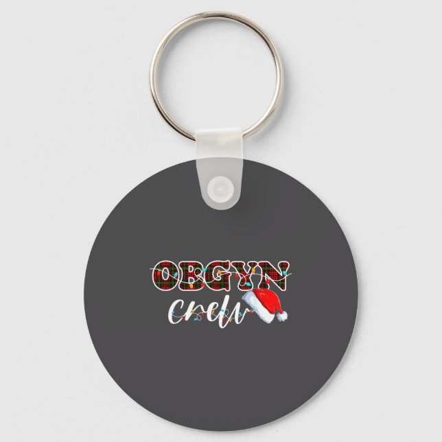 Obgyn Crew Christmas Lights Santa Hat  Keychain (Front)