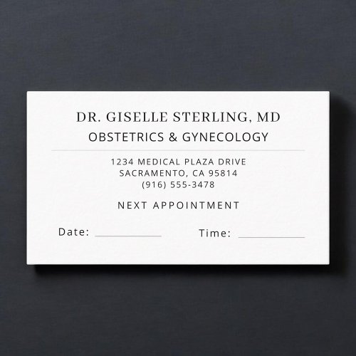 OBGYN Doctor Office Appointment Card