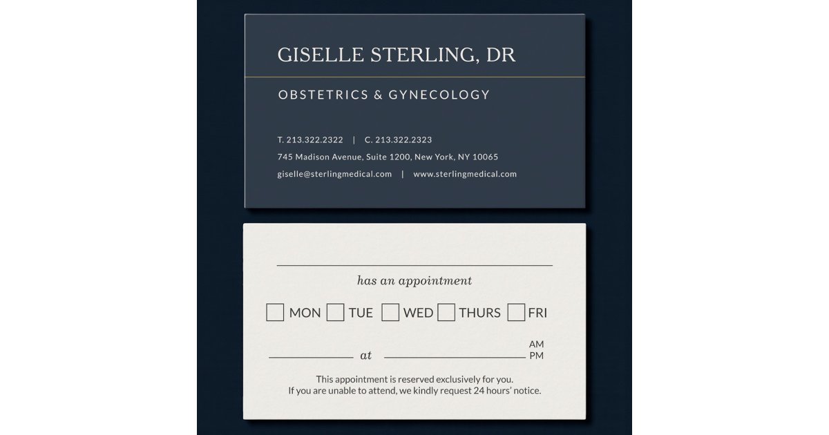 OBGYN Doctor Office Appointment Reminder Business Card | Zazzle