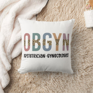 OBGYN Obstetrician Gynecologist Leopard Print Throw Pillow