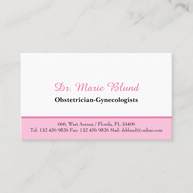 OBGYN Obstetrician Gynecologists Doctor Physician Business Card (Front)