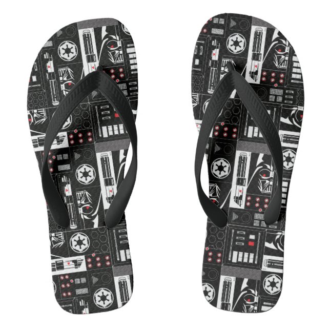 Obi-Wan Kenobi | Darth Vader Icon Collage Pattern Flip Flops (Footbed)