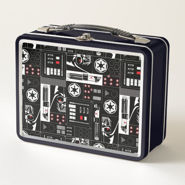 Obi-Wan Kenobi | Darth Vader Icon Collage Pattern Metal Lunch Box (Front)