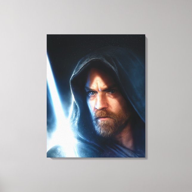 Obi-Wan Kenobi | Galaxy Lightsaber Illustration Canvas Print (Front)