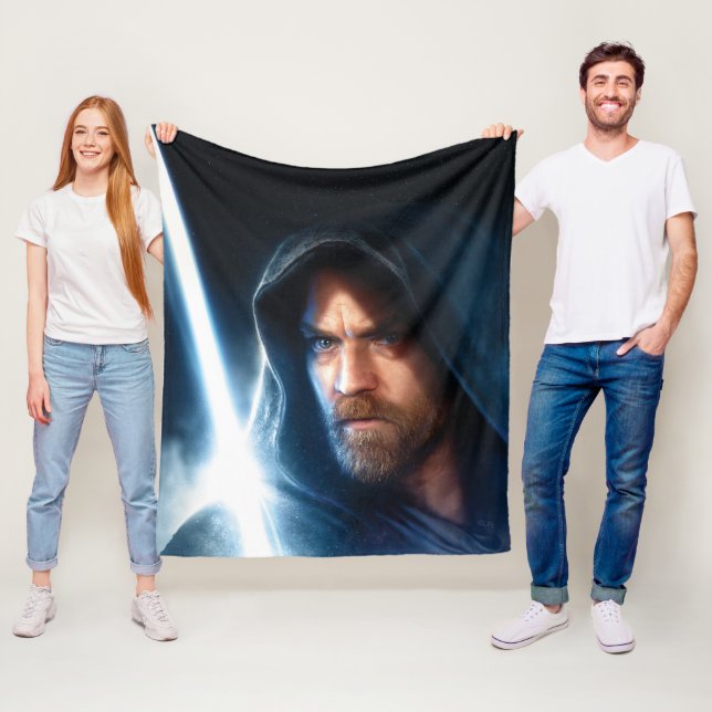 Obi-Wan Kenobi | Galaxy Lightsaber Illustration Fleece Blanket (In Situ)