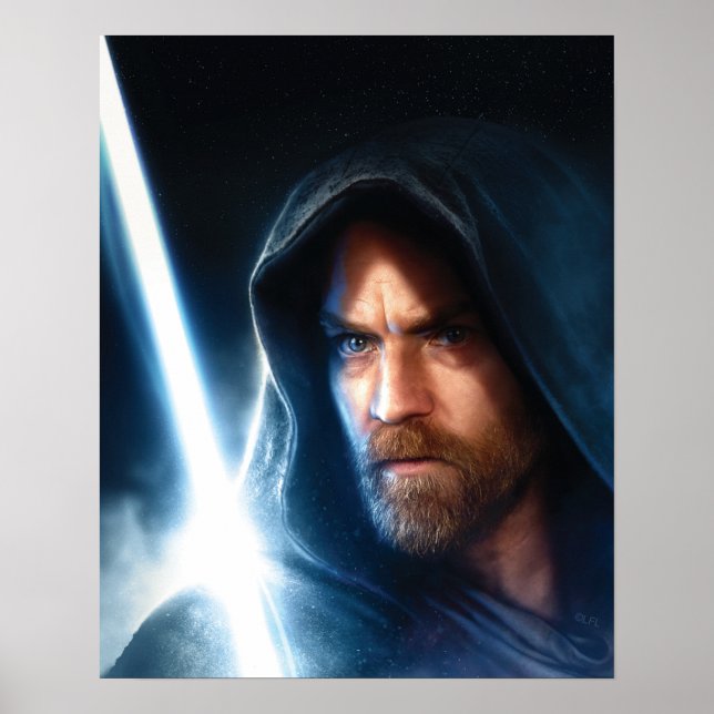 Obi-Wan Kenobi | Galaxy Lightsaber Illustration Poster (Front)