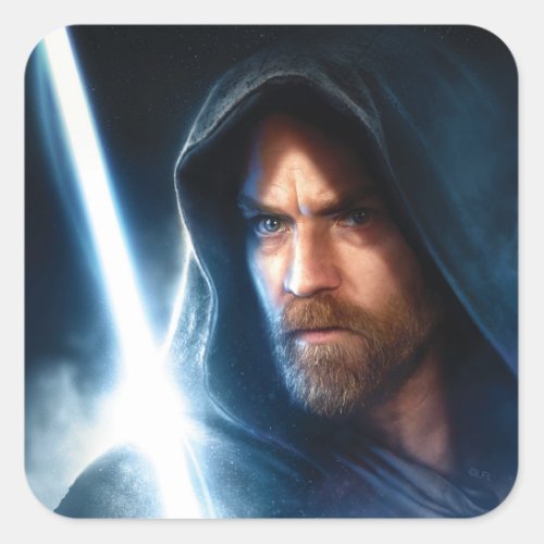 Obi_Wan Kenobi  Galaxy Lightsaber Illustration Square Sticker