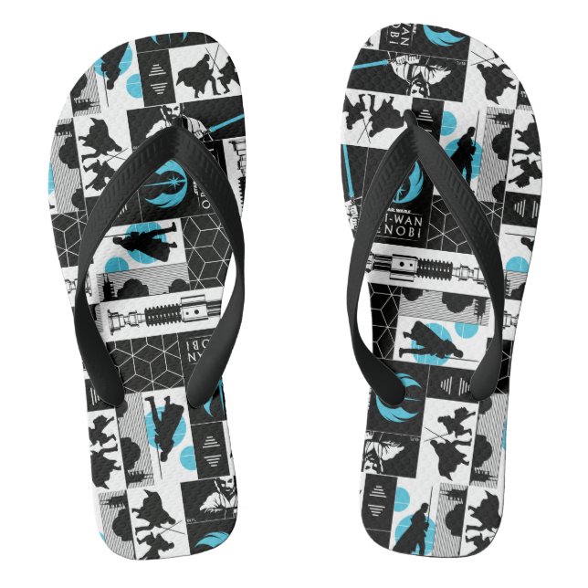 Obi-Wan Kenobi | Jedi Icon Collage Pattern Flip Flops (Footbed)