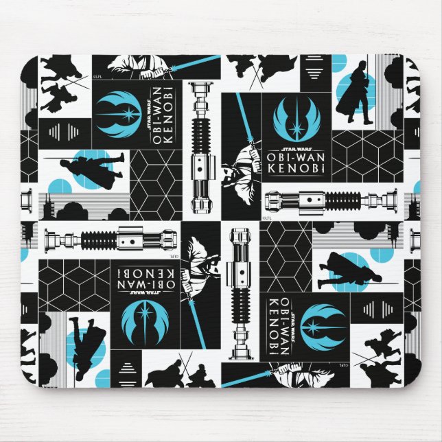 Obi-Wan Kenobi | Jedi Icon Collage Pattern Mouse Pad (Front)