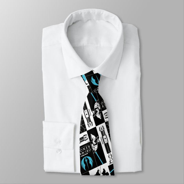 Obi-Wan Kenobi | Jedi Icon Collage Pattern Neck Tie (Tied)