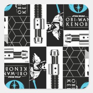 Obi-Wan Kenobi   Jedi Icon Collage Pattern Square Sticker