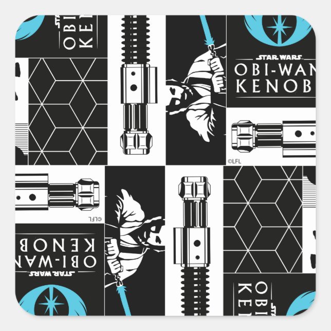 Obi-Wan Kenobi | Jedi Icon Collage Pattern Square Sticker (Front)