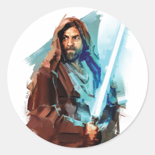 Obi-Wan Kenobi | Obi-Wan Painted Illustration Classic Round Sticker (Front)