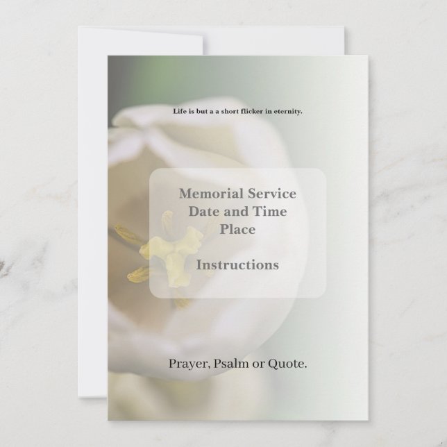 Obituary, Funeral Invitation (Front)