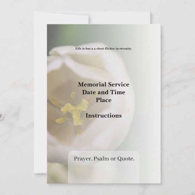 Obituary, Funeral Invitation (Front)