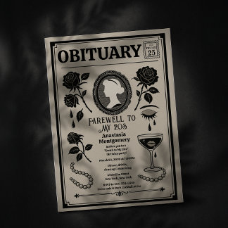 Obituary Newspaper 30th Birthday RIP My 20s Invitation