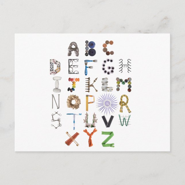 Object Alphabet Postcard | Back to School ABC Art (Front)