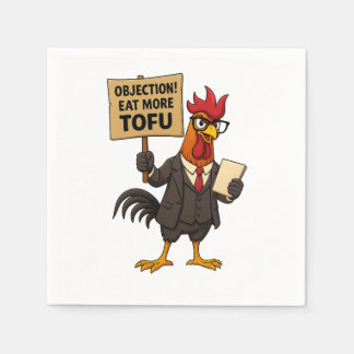 Objection! Eat More Tofu – Rooster Lawyer Protest Napkins