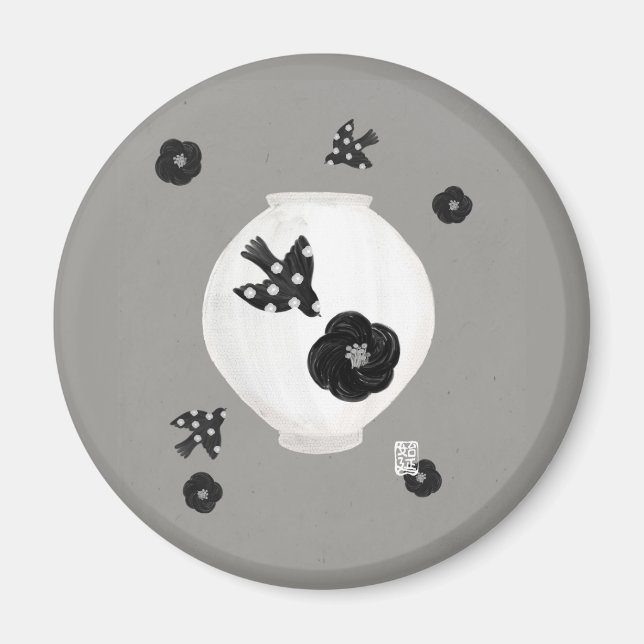 objet_22_camellia,bird and pottery magnet (Front)