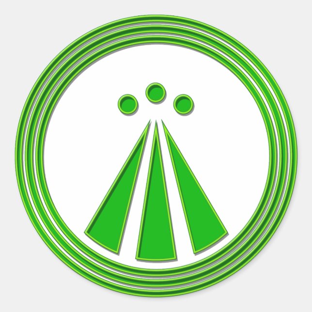 OBOD Symbol Neon Green Classic Round Sticker (Front)